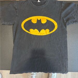 Vintage Black T-Shirt with Yellow Batman Logo